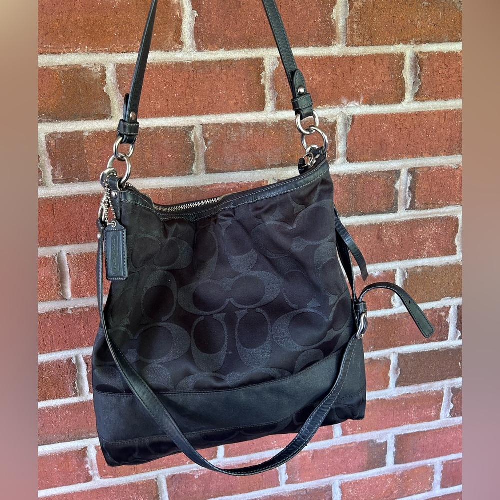 Coach vintage black signature studded tote shoulder bag